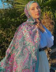 yeşil arish desenli şal