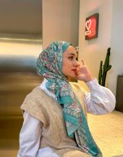 turkuaz sawa desenli şal