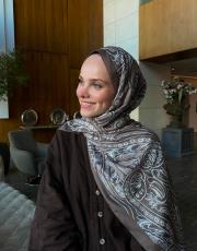 koyu vizon nare desenli şal