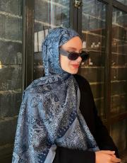 mavi voyee desenli şal