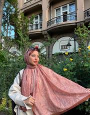 turuncu etnik desenli şal