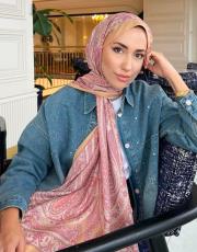 hardal sarmaşık desenli şal