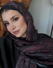 bordo rosse desenli şal