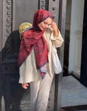 kiremit rosse desenli şal