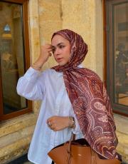 kahve etro desenli şal