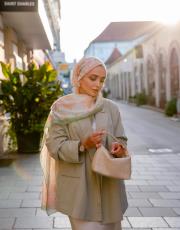 açık yeşil aria desenli şal