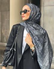 gri alesya desenli şal