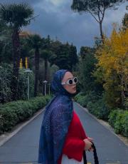 lacivert zena desenli şal