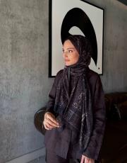 acı kahve nerry desenli şal