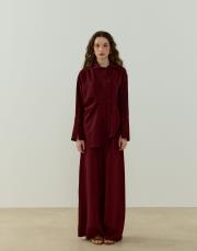 bordo lady pantolonlu takım 2