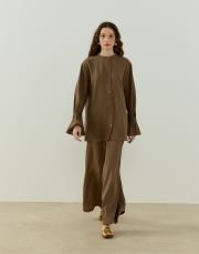 açık kahve melanj keten takım