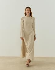 natürel monoly keten elbise