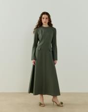 haki monoly keten elbise 2