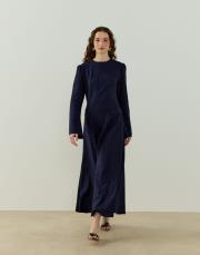 lacivert monoly keten elbise