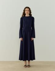 lacivert monoly keten elbise 2