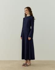 lacivert monoly keten elbise 3