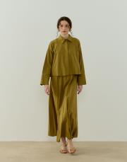 yağ yeşili nervürlü keten takım