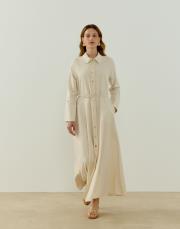 natürel lera keten elbise