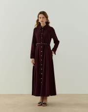 bordo lera keten elbise 2