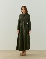 haki lera keten elbise 2