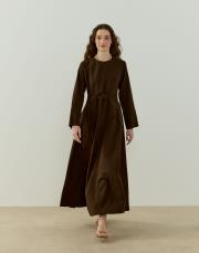 kahve lara keten elbise