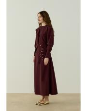 bordo tiana çıt çıt kemerli elbise 2