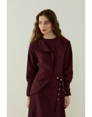 bordo tiana çıt çıt kemerli elbise 3