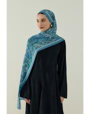 mavi elena desenli floş viskon şal 2