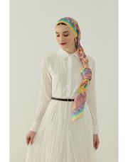 sarı elena desenli floş viskon şal 2