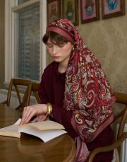 gül kurusu elena desenli floş viskon şal