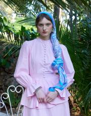 mavi tiana desenli floş viskon şal 2