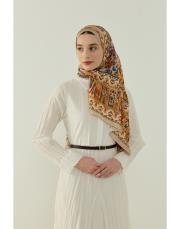 bej tiana desenli floş viskon şal 2