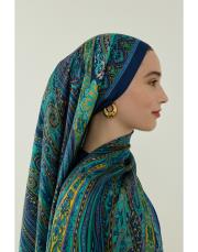 yeşil tiana desenli floş viskon şal 3