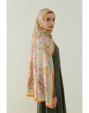 turuncu vanessa desenli floş viskon şal 2
