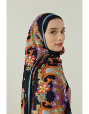 siyah vanessa desenli floş viskon şal 3