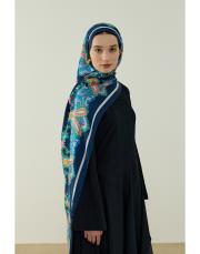 lacivert vanessa desenli floş viskon şal