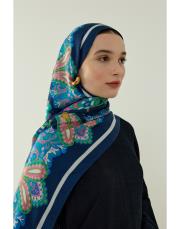 lacivert vanessa desenli floş viskon şal 2