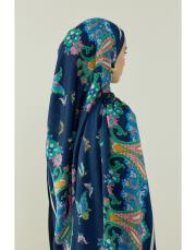 lacivert vanessa desenli floş viskon şal 3