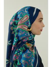 lacivert vanessa desenli floş viskon şal 4