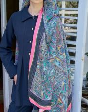 pembe hera desenli floş viskon şal 2