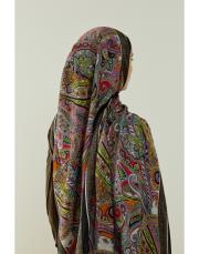 siyah hera desenli floş viskon şal 4