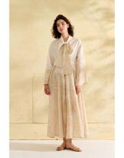 sarı rena desenli elbise