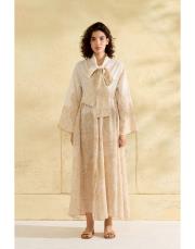 sarı rena desenli elbise 2