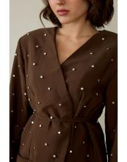 kahve taşlı blazer ceket 3