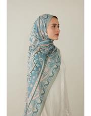 turkuaz luna desenli şal 2
