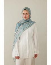 turkuaz luna desenli şal 3