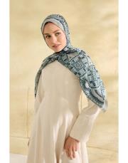 turkuaz sakura desenli şal