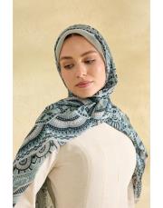 turkuaz sakura desenli şal 2