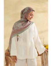 yeşil elora desenli şal