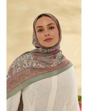 yeşil elora desenli şal 2